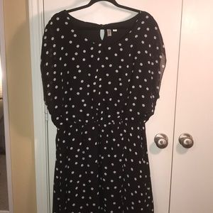 Black polka dot chiffon dress